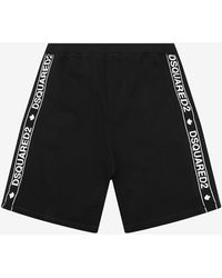 DSquared² Black Logo Tape Sweat Shorts