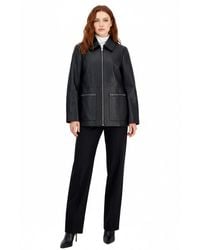 Anne Klein - Zip Front Leather Jacket With Patch Pockets - Lyst