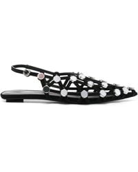 The Attico - Gitter-Schwarze Sandale Mit Nieten Und Spitzer Kappe, Flach - Lyst