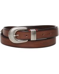 Eleventy - Brauner Leder Gürtel Mit Silberner Schnalle - Lyst