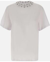 ROTATE BIRGER CHRISTENSEN - Weißes Baumwoll-T-Shirt Mit Oversize-Ring - Lyst