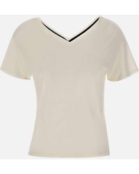 Rrd - Weißes Cupro-T-Shirt Mit V-Ausschnitt - Lyst