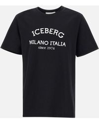 Iceberg - Schwarzes Baumwoll-T-Shirt Mit Logo-Print - Lyst
