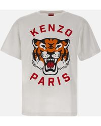 KENZO - Lucky Tiger Übergroßes Weißes T-Shirt - Lyst
