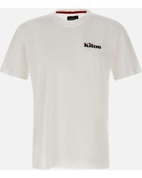 Kiton - Weißes Baumwoll-T-Shirt Mit Logo-Detail - Lyst