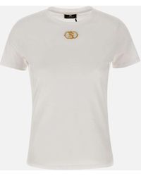 Elisabetta Franchi - Weißes Urban-T-Shirt Aus Baumwolljersey - Lyst