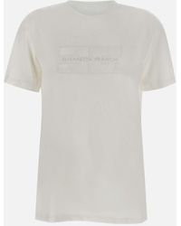 Elisabetta Franchi - Städtisches Baumwoll-T-Shirt Mit Perlenlogo - Lyst