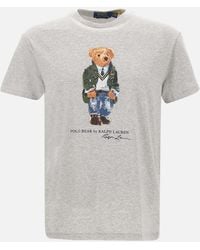 Polo Ralph Lauren - Klassisches Graues Baumwoll-T-Shirt Mit Polobär-Print - Lyst