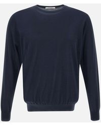 Kangra - Blauer Pullover Aus Seide Und Baumwolle Für Herren - Lyst