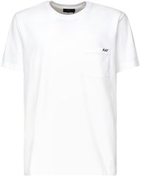 Fay - Weißes Besticktes Logo-T-Shirt - Lyst