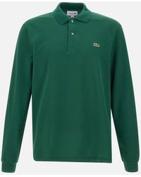 Lacoste - Flaschengrünes Baumwoll-Poloshirt Mit Logo-Aufnäher - Lyst