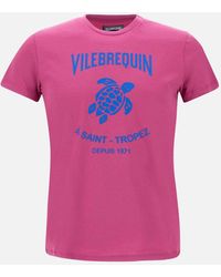 Vilebrequin - T-Shirt Aus Alpenveilchen-Baumwolle Mit Schildkröten-Print - Lyst
