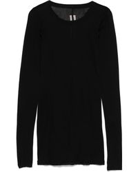 Rick Owens - Schwarzer Gerippter Pullover Mit Langen Ärmeln - Lyst