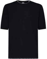 Eleventy - ELEDSY BLUE COTTOR T -Shirt mit gerippten Details - Lyst