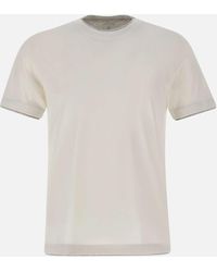 Eleventy - Baumwoll-T-Shirt Mit Grauen Profilen, Reguläre Passform - Lyst