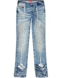 DIESEL - Indigoblaue Jeans Mit Ausgefransten Details - Lyst
