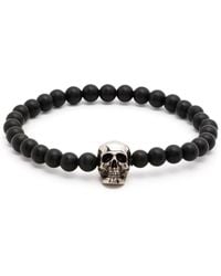 McQueen - Alexander MC Queen Skull Schwarz Silberarmband - Lyst