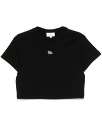 Maison Kitsuné - Schwarzes Verkürztes Rundhals-T-Shirt - Lyst