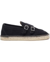 Eleventy - Blaue Leder-Espadrilles Mit Schnallen - Lyst