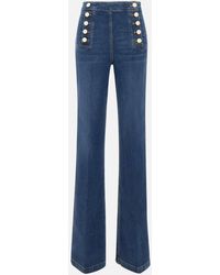 Elisabetta Franchi - Dunkle Denim-Jeans Mit Matrosenknöpfen Und Hoher Taille - Lyst