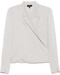 Theory - Silk Wrap Blouse With Deep V-Neck - Lyst