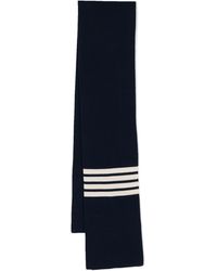 Thom Browne - Marineblaues Cashmere-Schal Mit 4-Streifen - Lyst