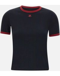 Courreges - Signature Kontrast Baumwoll-T-Shirt - Lyst