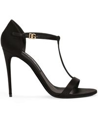 Dolce & Gabbana - Silk Blend Satin Tbar Sandals - Lyst