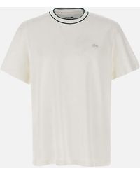 Lacoste - Weißes Baumwoll-Logo-T-Shirt Mit Rundhalsausschnitt - Lyst