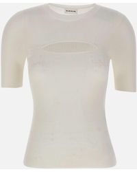 P.A.R.O.S.H. - Cipria24 Weißes Baumwoll-T-Shirt Mit Cut-Out-Detail - Lyst