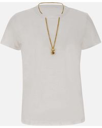 Elisabetta Franchi - Weißes Urban-T-Shirt Aus Baumwolljersey Mit Halskettendetail - Lyst