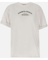 Elisabetta Franchi - Weißes Urban-Baumwoll-T-Shirt, Kurze Ärmel - Lyst