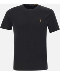 Polo Ralph Lauren - Schwarzes Baumwoll-T-Shirt Mit Mehrfarbigem Logo - Lyst