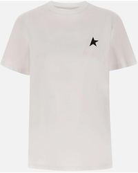 Golden Goose - Weißes Baumwoll-T-Shirt Mit Schwarzem Stern-Logo - Lyst