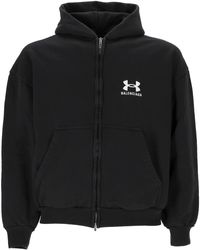 Balenciaga - Schwarzer Baumwoll-Sweatshirt Mit Reißverschluss Vorne - Lyst