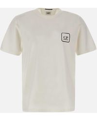 C.P. Company - Weißes T-Shirt Aus Merzerisierter Baumwolle Mit Logo-Print - Lyst