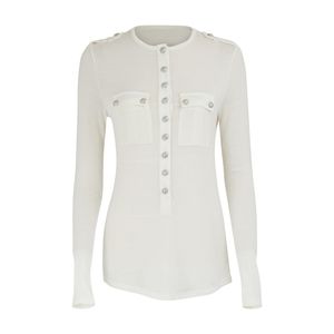 T-shirt boutonné Balmain en coloris Blanc