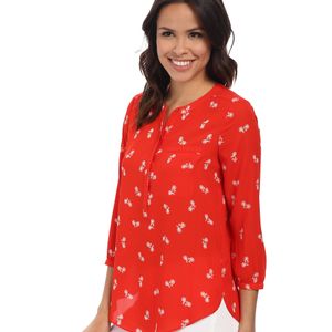 NYDJ Red Henley Blouse (petite)