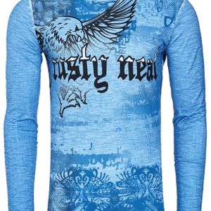 Rusty Neal Langarmshirt mit coolem front- print in Blau für Herren