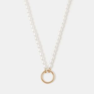 Accessorize White Pearl Beaded Charm Necklace