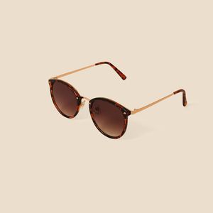 Accessorize Brown Metal Bridge Round Preppy Sunglasses