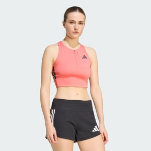 Adidas Red Adizero Running Gel Pocket Crop Long-Sleeve Top