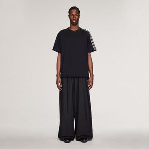 Adidas Black Y-3 Raw Edge 3 Stripes Wide Tracksuit Bottoms