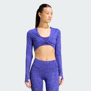 Adidas Originals Blue T-Shirt Adidas Primelift Workout Snake Twist Reversible Long Sleeve Solar/ Pure