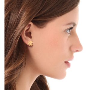 Tory Burch Metallic Large T Logo Stud Earrings - Gold