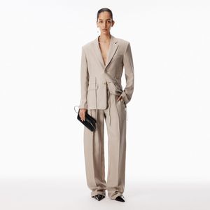 Alexander Wang Natural Drawcord Mid-Rise Tailored Pant