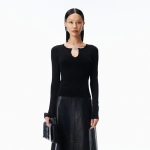Alexander Wang Black V-Neck Metal Logo
