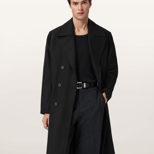 AllSaints Black Curran Relaxed Fit Wool Coat for men