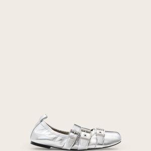 AllSaints White Aurora Metallic Leather Ballet Shoe