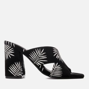 Ginny Palm Embroidered Heeled Mules Sol Sana de color Negro